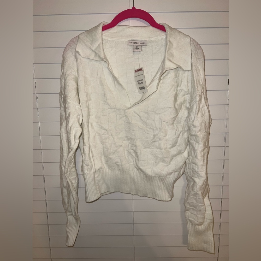 White collared sweater